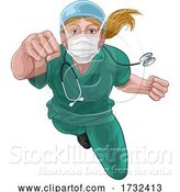 Vector Illustration of Nurse Doctor Lady Super Hero Medical Concept by AtStockIllustration