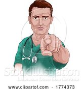 Vector Illustration of Nurse Doctor Pointing Your Country Needs You by AtStockIllustration