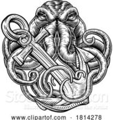 Vector Illustration of Octopus Anchor Kraken Sailor Tattoo Style Deisgn by AtStockIllustration