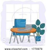 Vector Illustration of Office Business Scene Desk Computer Workstation by AtStockIllustration