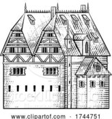 Vector Illustration of Old Medieval House Inn Building Vintage Woodcut by AtStockIllustration