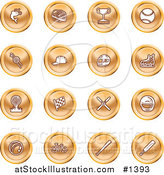 Vector Illustration of Orange Fishing, Hockey, Trophy, Baseball, Golfing, Racing, Ice Skating, Skiing, Cricket, and Cycling Sports Icons by AtStockIllustration