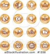 Vector Illustration of Orange Icons on a White Background by AtStockIllustration