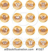 Vector Illustration of Orange Icons: Security Symbols on a White Background by AtStockIllustration