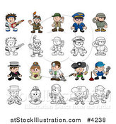 Vector Illustration of Outlined and Colored Children in Costumes by AtStockIllustration