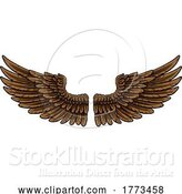 Vector Illustration of Pair of Spread Eagle or Angel Feather Wings by AtStockIllustration