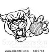 Vector Illustration of Panther Cougar Jaguar Cat Golf Ball Mascot by AtStockIllustration