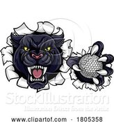 Vector Illustration of Panther Cougar Jaguar Cat Golf Ball Mascot by AtStockIllustration