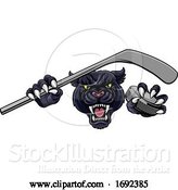 Vector Illustration of Panther Ice Hockey Player Animal Sports Mascot by AtStockIllustration