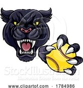 Vector Illustration of Panther Softball Animal Sports Team Mascot by AtStockIllustration