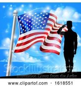 Vector Illustration of Patriotic American Flag Soldier Salute Design by AtStockIllustration