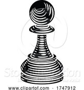 Vector Illustration of Pawn Chess Piece Vintage Woodcut Style Concept by AtStockIllustration