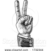 Vector Illustration of Peace Victory Hand Business Suit Two Finger Sign by AtStockIllustration