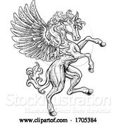 Vector Illustration of Pegasus Rearing Rampant Wings Coat of Arms Horse by AtStockIllustration