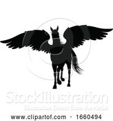 Vector Illustration of Pegasus Silhouette Mythological Winged Horse by AtStockIllustration