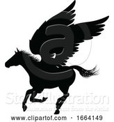 Vector Illustration of Pegasus Silhouette Mythological Winged Horse by AtStockIllustration