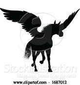 Vector Illustration of Pegasus Silhouette Mythological Winged Horse by AtStockIllustration