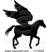 Vector Illustration of Pegasus Silhouette Mythological Winged Horse by AtStockIllustration