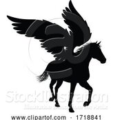 Vector Illustration of Pegasus Silhouette Mythological Winged Horse by AtStockIllustration