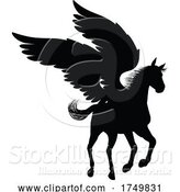 Vector Illustration of Pegasus Silhouette Mythological Winged Horse by AtStockIllustration