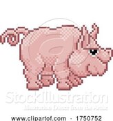 Vector Illustration of Pig Pixel Art Animal Video Game by AtStockIllustration