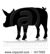 Vector Illustration of Pig Silhouette Farm Animal, on a White Background by AtStockIllustration