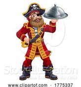 Vector Illustration of Pirate Captain Chef and Food Plate Platter by AtStockIllustration