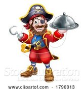 Vector Illustration of Pirate Captain Chef and Food Plate Platter by AtStockIllustration
