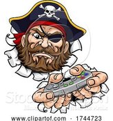 Vector Illustration of Pirate Gamer Video Game Controller Mascot by AtStockIllustration