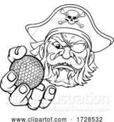 Vector Illustration of Pirate Golf Ball Sports Mascot by AtStockIllustration