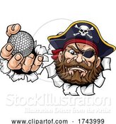 Vector Illustration of Pirate Golf Ball Sports Mascot by AtStockIllustration