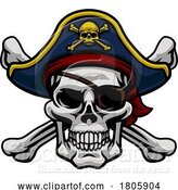 Vector Illustration of Pirate Hat Skull and Crossbones by AtStockIllustration