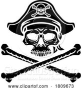 Vector Illustration of Pirate Hat Skull and Crossbones by AtStockIllustration