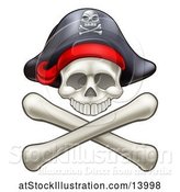 Vector Illustration of Pirate Skull and Cross Bones Jolly Roger by AtStockIllustration