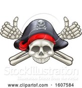 Vector Illustration of Pirate Skull and Cross Bones Jolly Roger, with Thumbs up by AtStockIllustration
