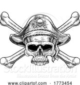 Vector Illustration of Pirate Skull Crossbones Skeleton Grim Reaper by AtStockIllustration