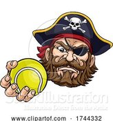 Vector Illustration of Pirate Tennis Ball Sports Mascot by AtStockIllustration