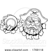 Vector Illustration of Pirate Tennis Ball Sports Mascot by AtStockIllustration