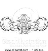 Vector Illustration of Pirate Weight Lifting Barbell Mascot by AtStockIllustration