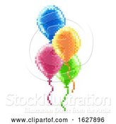 Vector Illustration of Pixel Art 8 Bit Arcade Video Game Balloons by AtStockIllustration