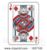 Vector Illustration of Playing Card Jack of Diamonds Red Blue and Black by AtStockIllustration
