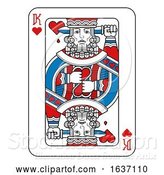 Vector Illustration of Playing Card King of Hearts Red Blue and Black by AtStockIllustration