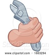 Vector Illustration of Plumber Mechanic Hand Fist Holding Spanner Wrench by AtStockIllustration
