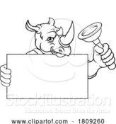 Vector Illustration of Plumber Rhino Plunger Plumbing Mascot by AtStockIllustration