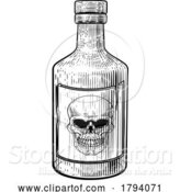 Vector Illustration of Poison Bottle Skull Warning Sign Label Vintage by AtStockIllustration