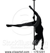 Vector Illustration of Pole Dancer Lady Silhouette by AtStockIllustration