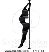 Vector Illustration of Pole Dancing Lady Silhouette by AtStockIllustration