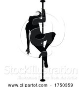 Vector Illustration of Pole Dancing Lady Silhouette by AtStockIllustration