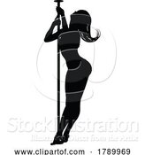 Vector Illustration of Pole Dancing Lady Silhouette by AtStockIllustration