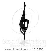 Vector Illustration of Pole Dancing Lady Silhouette, on a White Background by AtStockIllustration